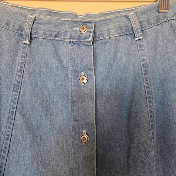No Excuses Junior/Misses 9/10 Vintage Y2K 90s Denim A-Line Button Front Skirt - Picture 3 of 11